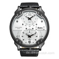 OULM 48mm Großes Zifferblatt Lederuhren Quarz Herren Sport Luxus Casual Armbanduhren Kleine Drei Zifferblatt Einzigartiges Design Modeuhren